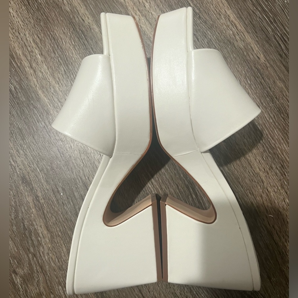 Nine West Oklee platform slide sandals Size 12 Chic Cream - Picture 4 of 6